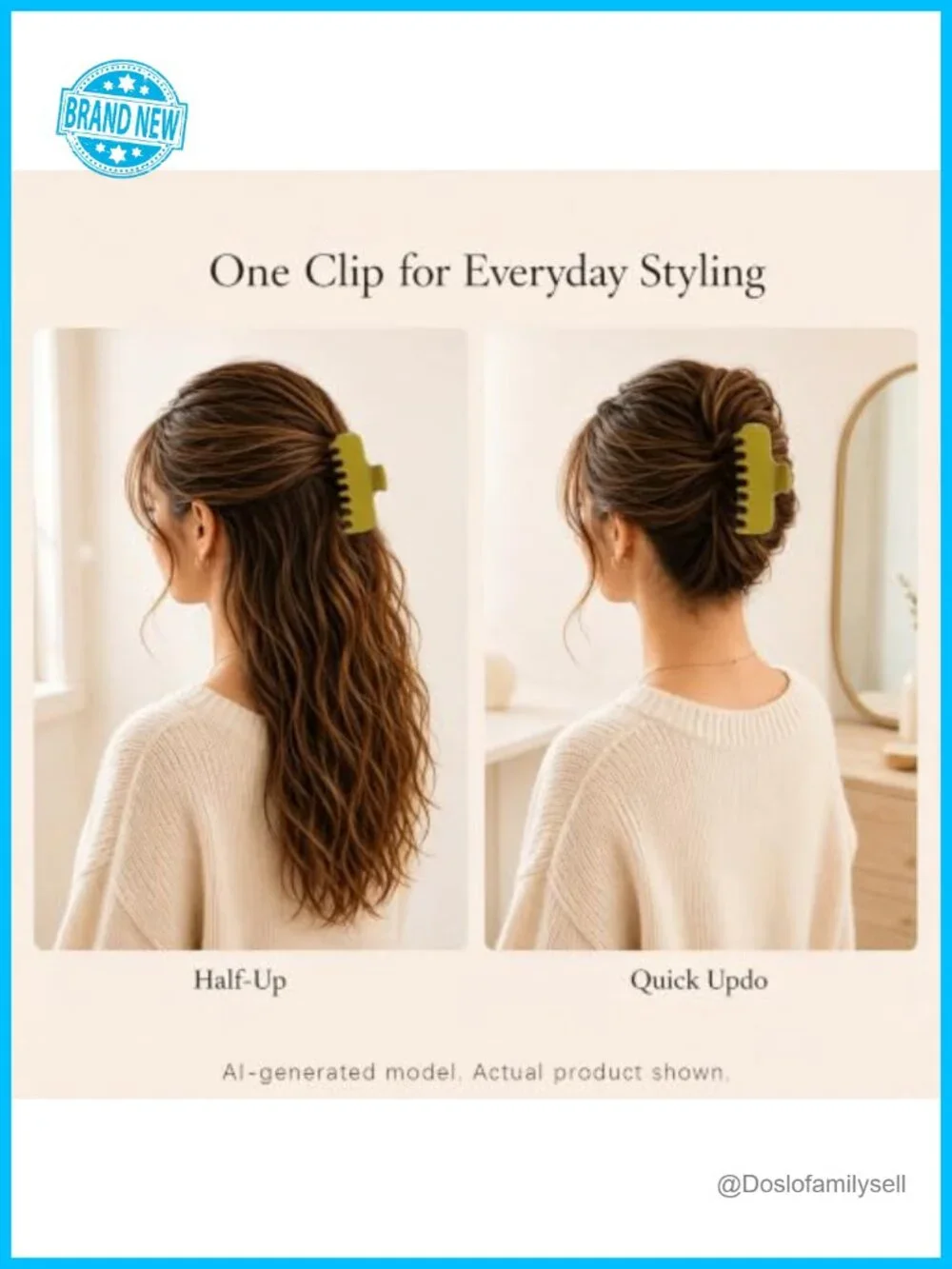 Strong Hold No Slip Rectangle Hair Claw Clip for Fine Thick Hair